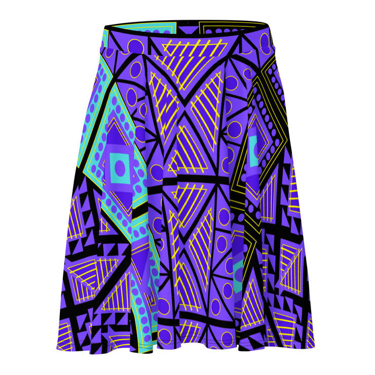Zi Zi Purple Royal African Lines Skater Skirt